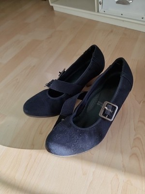 Marie Jane Schuhe Wildleder Decksohle, Gummi Sohle, Sehr Biegsam Gr 38 Dunkelbl