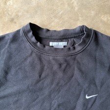 VINTAGE BLACK NIKE SWEATSHIRT 00S PULLOVER CREWNECK SILVER TAG Y2K BLANK LARGE