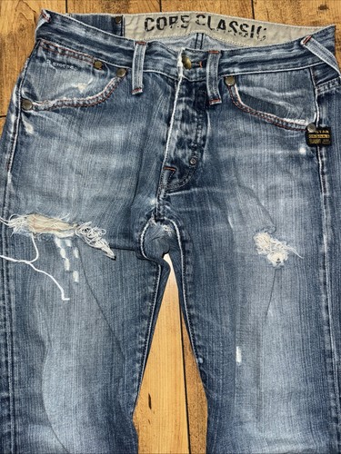 G Star Raw Denim Jeans Blue 30x29 Distressed Y2K Core Classic - Picture 3 of 10