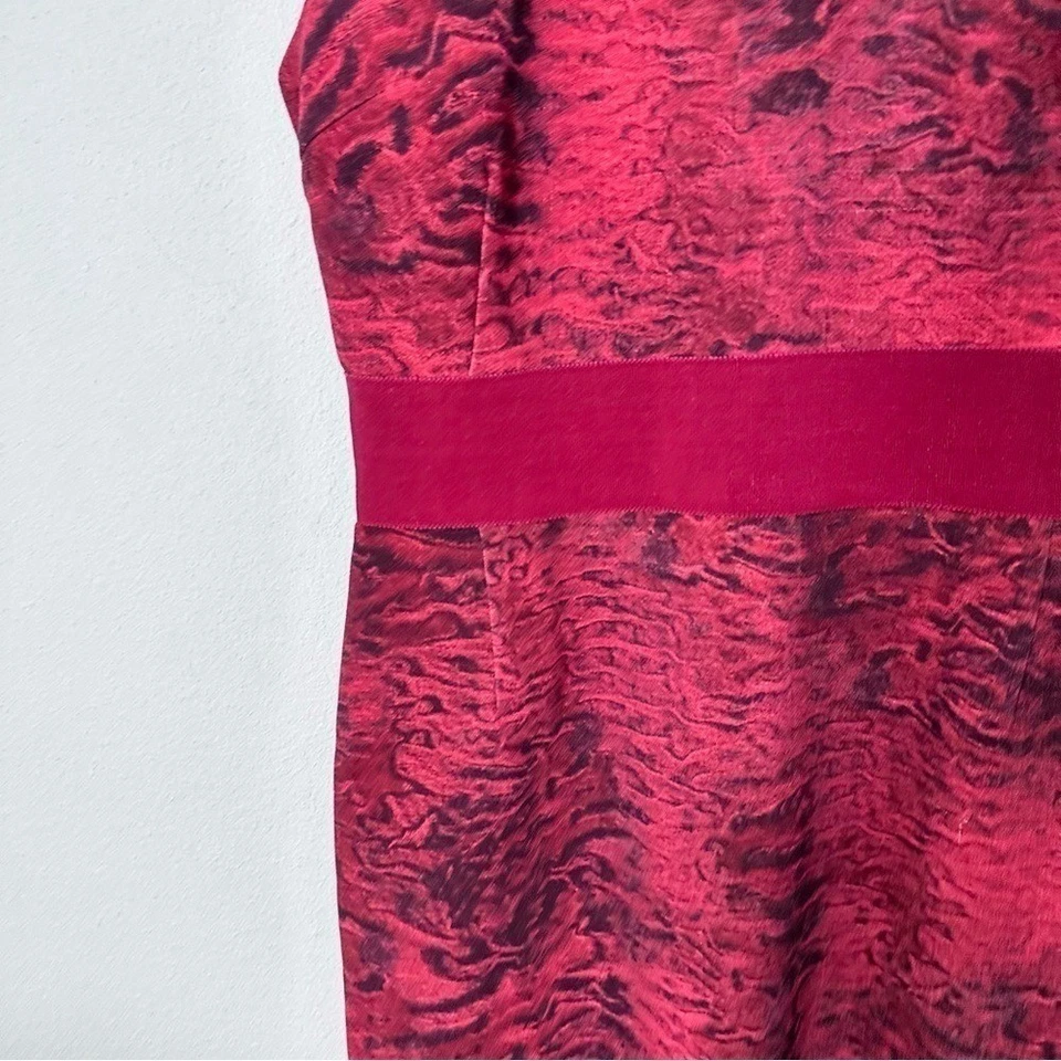 Giambattista Valli Red and Black 100% Wool Sheath Dress Size IT 42 - US Size 6 - Image 2 of 4