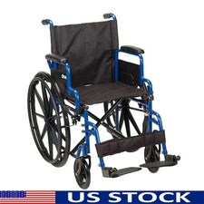 Lightweight Folding Wheelchair Portable Swing Away Footrests Flipback Armrests