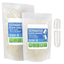 Gelatin Size 3 Separated Capsules 1000 Count Clear Empty Capsules in Bags