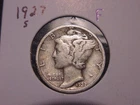1927-S MERCURY DIME FINE F POPULAR DATE SHIPS FREE