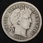 1916-P Barber Silver Dime Very Good (VG)