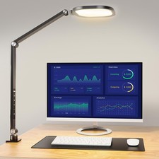 LED Desk Lamp 1200LM Clamp Light 3 Color Modes 10 Levels Remote Timer