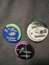 Lot Of Three Space Station Buttons Pins Hubble Space Telescope NASA Astronaut