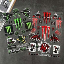 2 Whole Sheets MONSTER ENERGY Motorcycle Cars Waterproof Bike Stickers DIY 001