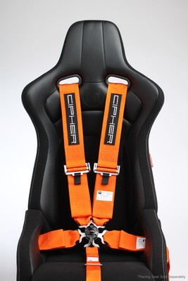 Cipher Auto Racing Harness Set SFI 16.1 -Orange 5 Point 3'' w/ Camlock - Single