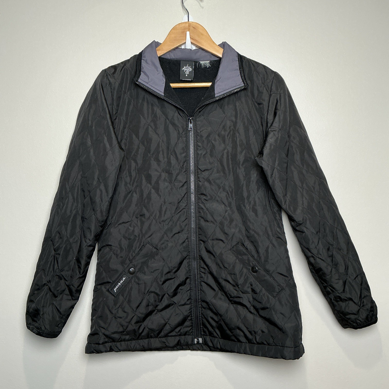 Prana Women’s BREATHE Quilted Soft Shell Fleece Lining Full Zip Jacket szS Black