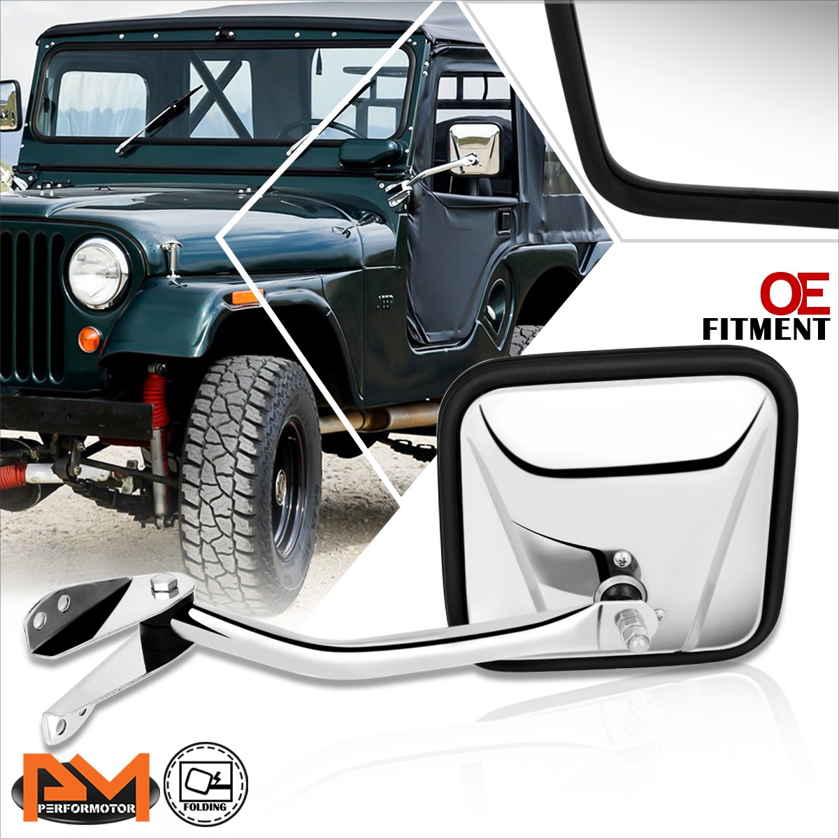 For 60-86 Jeep CJ3/CJ5/CJ6/CJ7 OE Style Manual Side Rear View Door