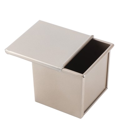 S 10x10x9.7cm Brot Box Mold Golden Carbon Steel Non Stick Ribbed Desi CU