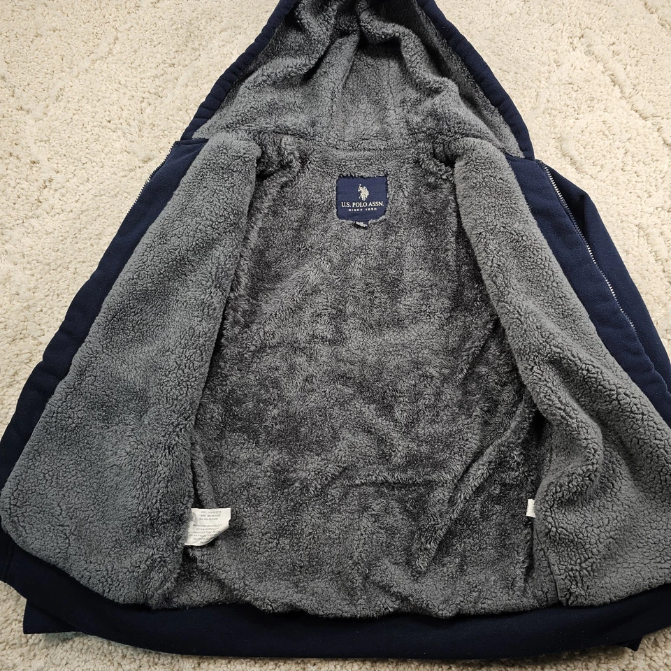 US Polo Assn. Chaqueta Sherpa Forrada Sudadera con Capucha Cremallera Completa Bolsillos de Invierno Mediana *LEER Foto 2 de 4