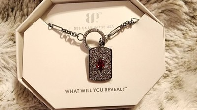 Bomb Party Open Secret January 2026 Garnet CZ Hematite Necklace NK53606