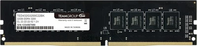 TEAMGROUP Elite 32GB 1x32GB DDR4 3200MHz PC4-25600 CL22 UDIMM Desktop RAM - Image 1 of 4