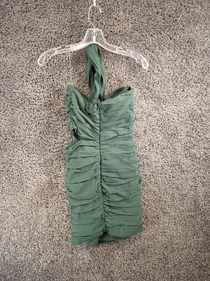 Zara Mini Dress Womens Small Green Ruched One Shoulder Asymmetric Party  Cocktail | eBay