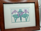 WATERCOLOR & EMBOSSED BOTANICAL ORIGINAL MIXED MEDIA SIGNED UNIQUE SET OF 2