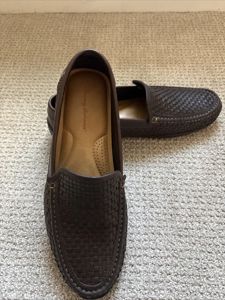 Tommy Bahama Basket Weave Loafer Men’s Size 11.5 Brown Leather - Image 2 of 4