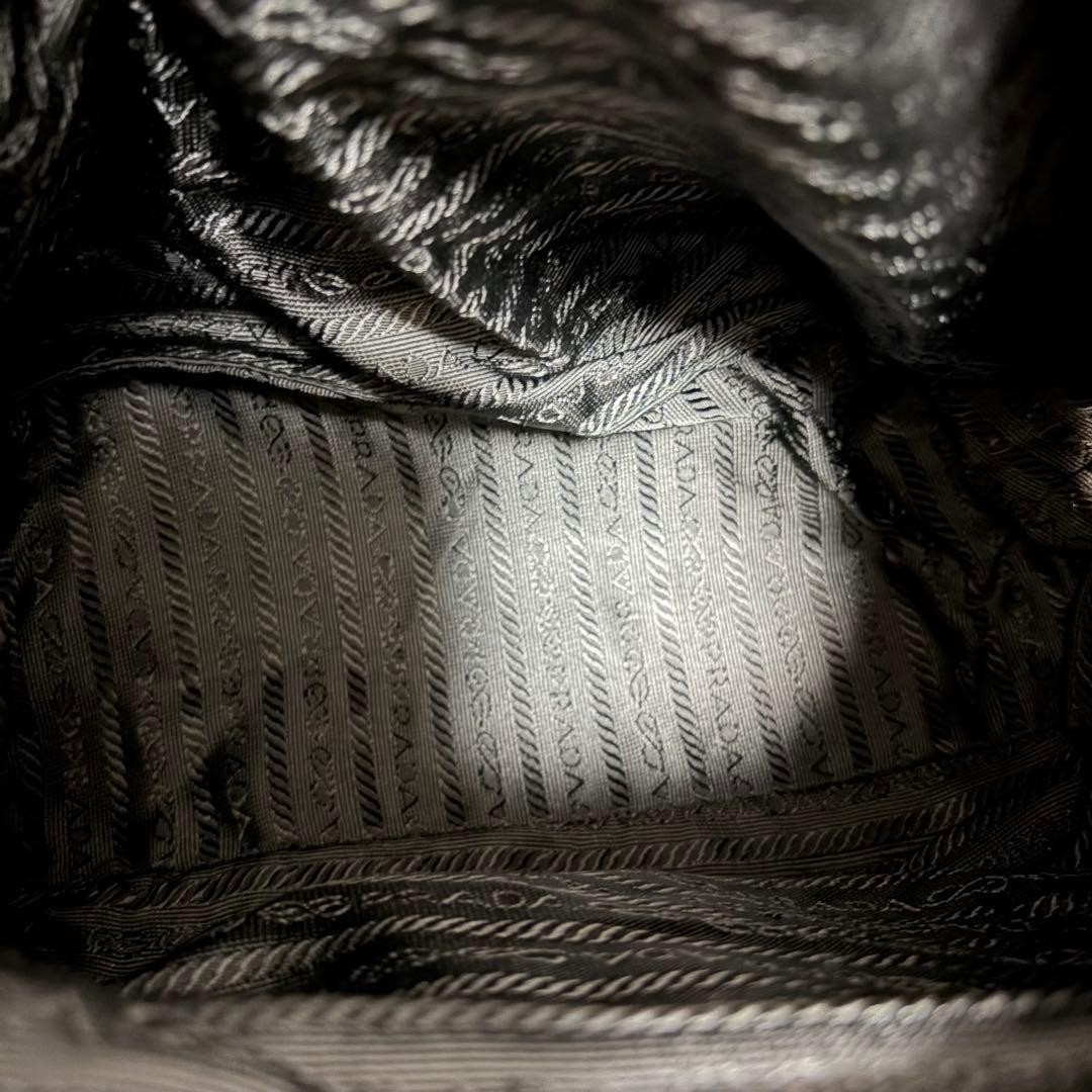 PRADA Backpack Triangle Logo Triangle Logo Black Nylon Men s Ladies Unisex fro thumbnail 9