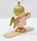 Angel Girl Skis Cymbals Goula Spain Erzgebirge Style Wooden Wood Vntg Ornament — photo 8