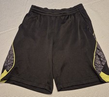 Tek Gear Boys Shorts Drawstring Elastic Waist Large 14-18 Black Neon Green