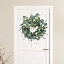 bhuuno Eucalyptus Wreath Front Door Green Leaves Garland Outdoor Wall Hanging