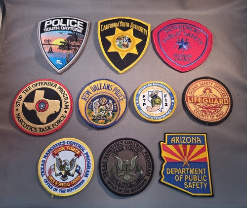POLICE PATCH LOT OF 10 Police Patches from Various Agencies Sheriff Narcotics