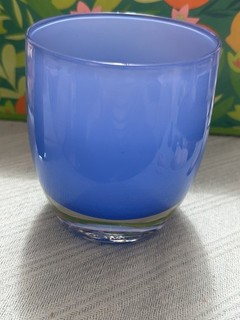 Glassybaby Candle Holder Blue with Triskelion EUC