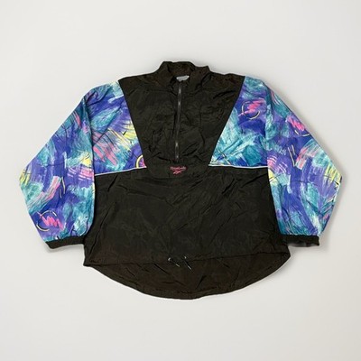 Vintage 90's Reebok Sport Windbreaker Men's Size Md Nylon 1/4 Zip Front Pocket