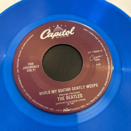 The Beatles - While My Guitar Gently Weeps / Blackbird Capitol Blue 45 Record 7”