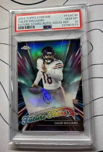 Caleb Williams 2024 Topps Chrome Future Stars Auto Aqua Refractor  18/199 PSA 10