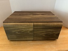 Vintage 2 Drawer CD Storage Case Faux Wood Media Organizer Holds 56 CDs