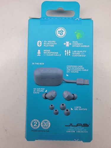 Cuffie auricolari JLab GO Air POP True Wireless con custodia di ricarica - ardesia NUOVE - Foto 2 di 7