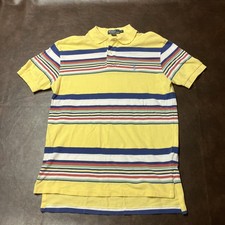 Vintage 90  s POLO RALPH LAUREN Men  s M Pastel Yellow Striped Multicolor Polo VGC