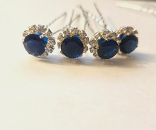 CraftbuddyUS CP RoyalBlue 8pc 15mm Crystal Rhinestone Diamante Wedding Hair Pins