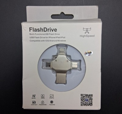 USB Flash Drive 4-in-1 32 GB Lightning Micro USB OTG for iPhone Android PC