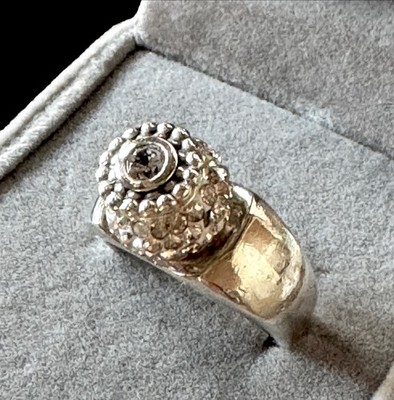 FABULOUS STERLING SILVER SIGNED MARCUS MAX CZ INTERCHANGEABLE BEAD RING SIZE 6