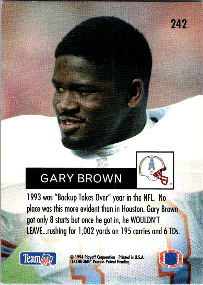 Gary Brown 1994 Playoff #242 Houston Oilers - Image 2 of 2