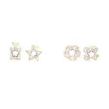 Chanel Coco Mark Rhinestone Earrings Gold