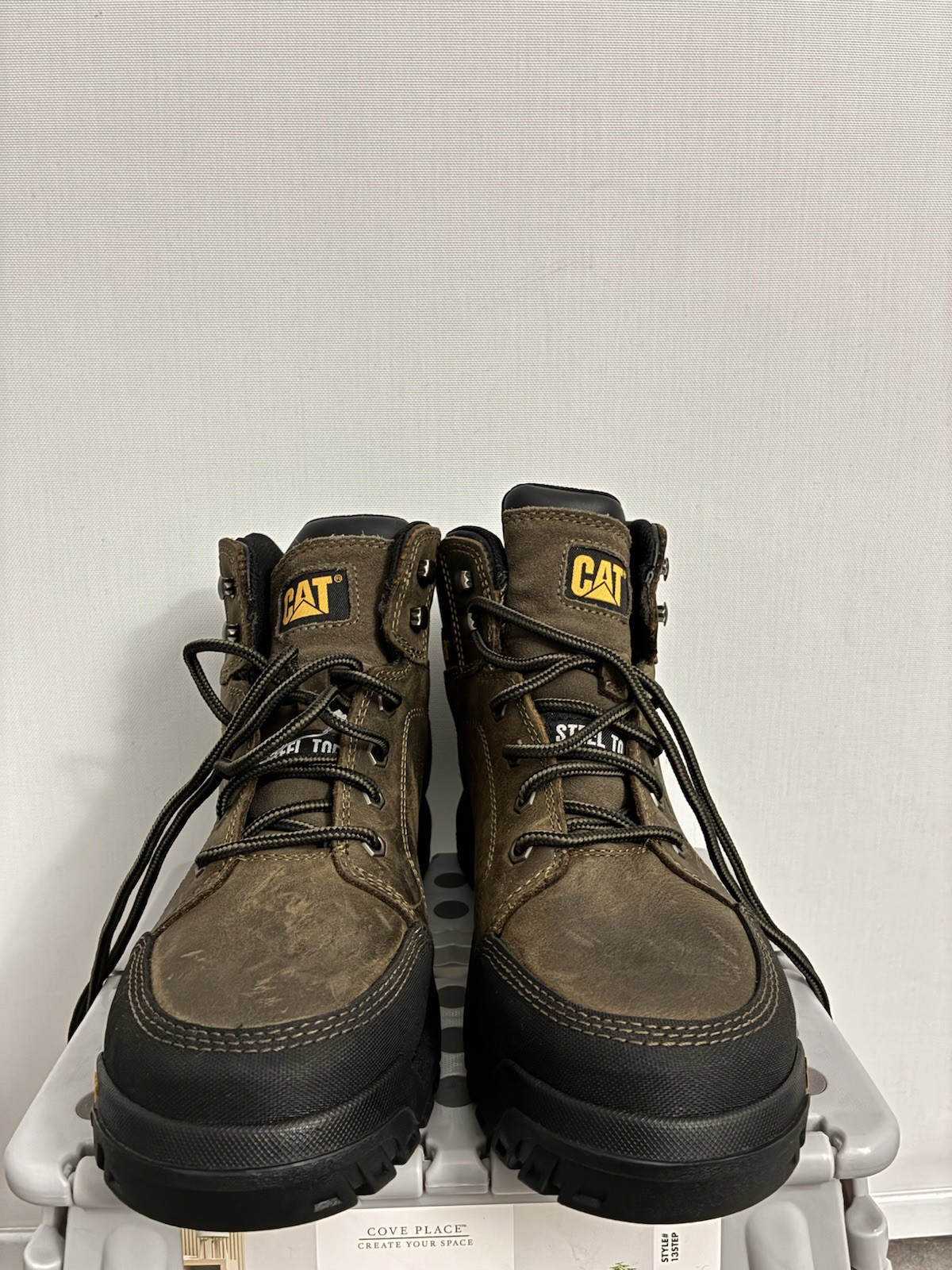 Men Caterpillar Outline Steel Toe Work Boot P90945 Seal Brown 100% Authentic