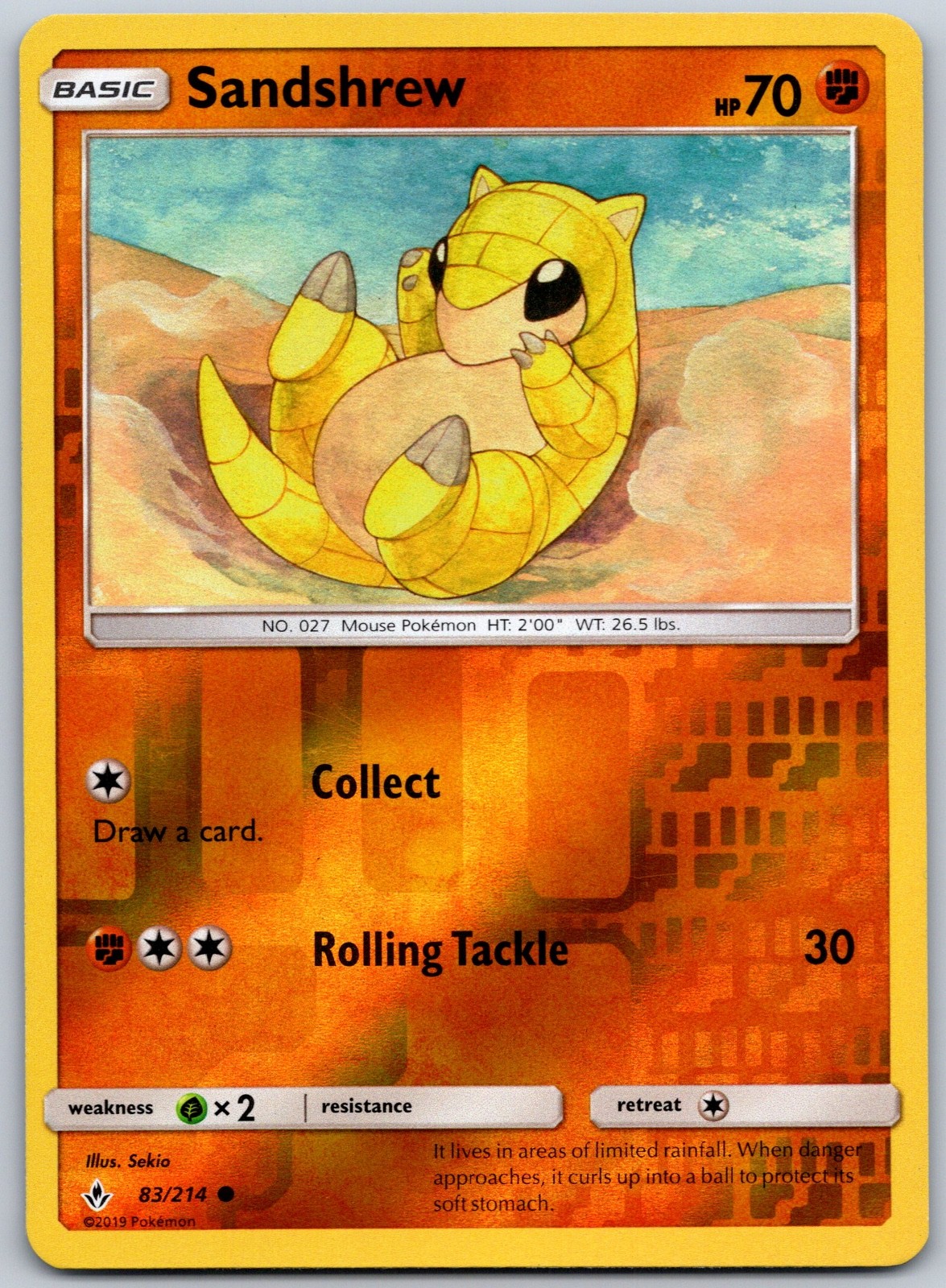 Sandshrew Reverse Holo Common SM - Unbroken Bonds 83/214 NM