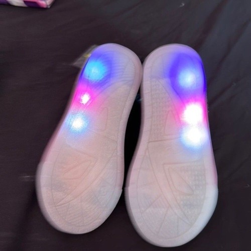 Athletic Works Girl's Light-Up Sneakers Size 8 Purple Pink Silver Shiny Shoes - Picture 4 of 4