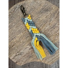 Macrame  Green Yellow Purse Keychain Bag Charm Boho Accessories FAST SHIP NEW