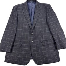 Jos A Bank 1905 Blazer Mens 48 Long Gray Plaid Wool Brrr Comfort Sport Coat Work