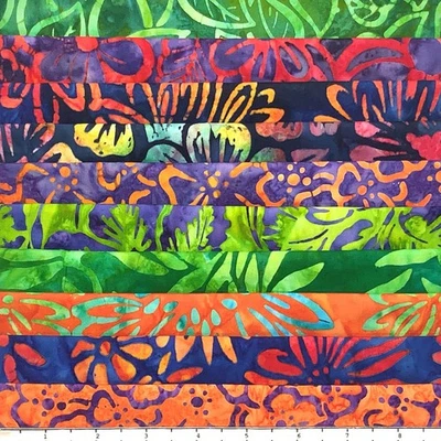 LUNN FABRICS Lot 10 Fat Quarters Bouquet #1 Batik Lunn Fabric FQ Pack 100% Cotton Flowers