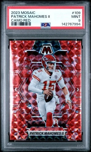 2023 Panini Mosaic Red Camo Prizm SP #109 Patrick Mahomes Chiefs PSA 9 MINT