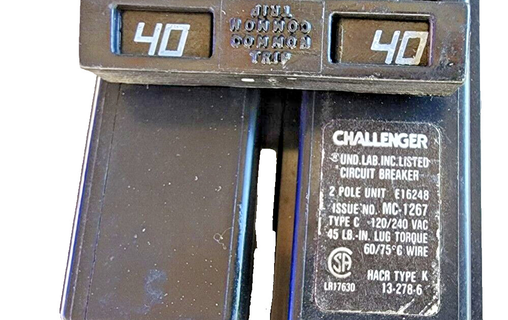 CHALLENGER C240, 40 AMP 2-POLE 10kA@120/240V PLUG-ON CIRCUIT BREAKER