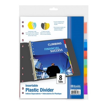 BAZIC Dividers w/ 8-Insertable Color Tabs, pack of 24