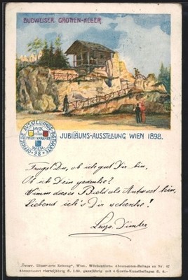 Künstler-AK Philipp + Kramer, Wien, Jubiläums-Ausstellung 1898, Budweiser Grott 