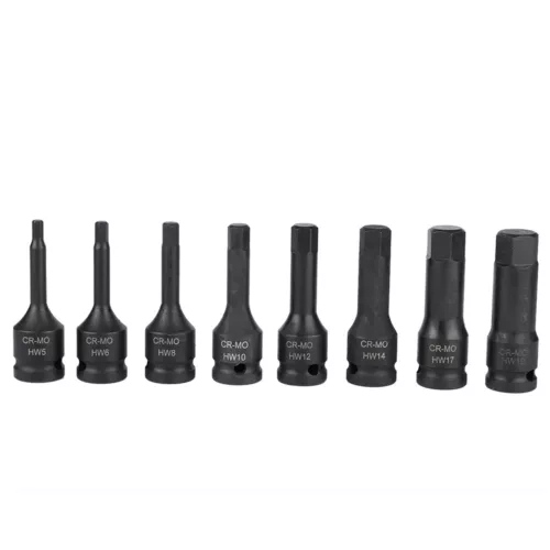 10PCS 1/2'' Drive Deep Hex Bit Socket Set Metric Allen Key Adapter Auto Repair - Picture 9 of 12