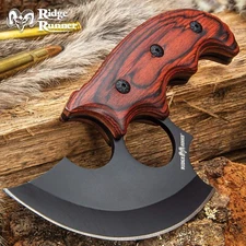 6.5" Ridge Runner Ulu Fixed Blade Knife Hunting Skinning Kitchen Full Tang Bowie